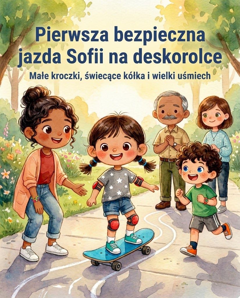 Pierwsza bezpieczna jazda Sofii na deskorolce
