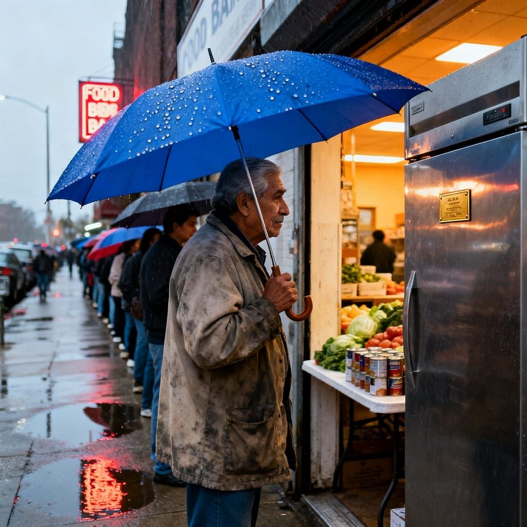 Breadlines and the Blue Umbrella